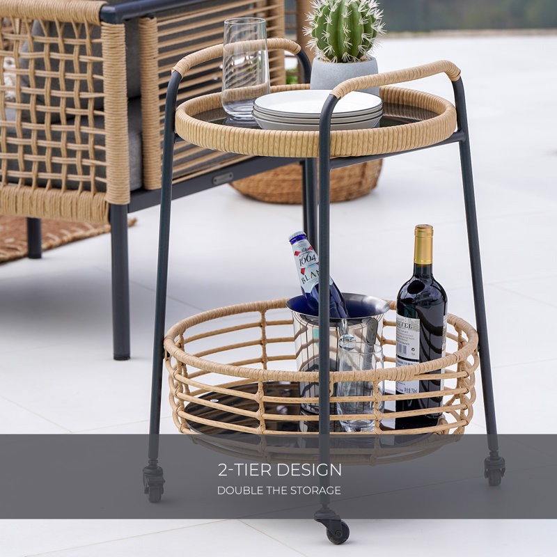 ترابيزه خارجيه, 50 سم, اسود/بيج - KM-EG180-140