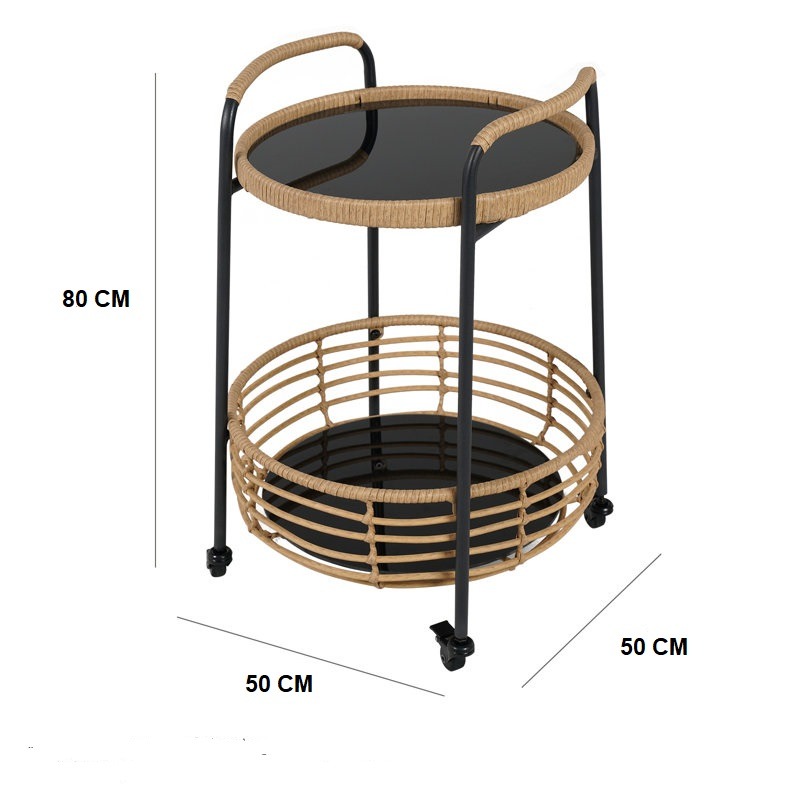 ترابيزه خارجيه, 50 سم, اسود/بيج - KM-EG180-140