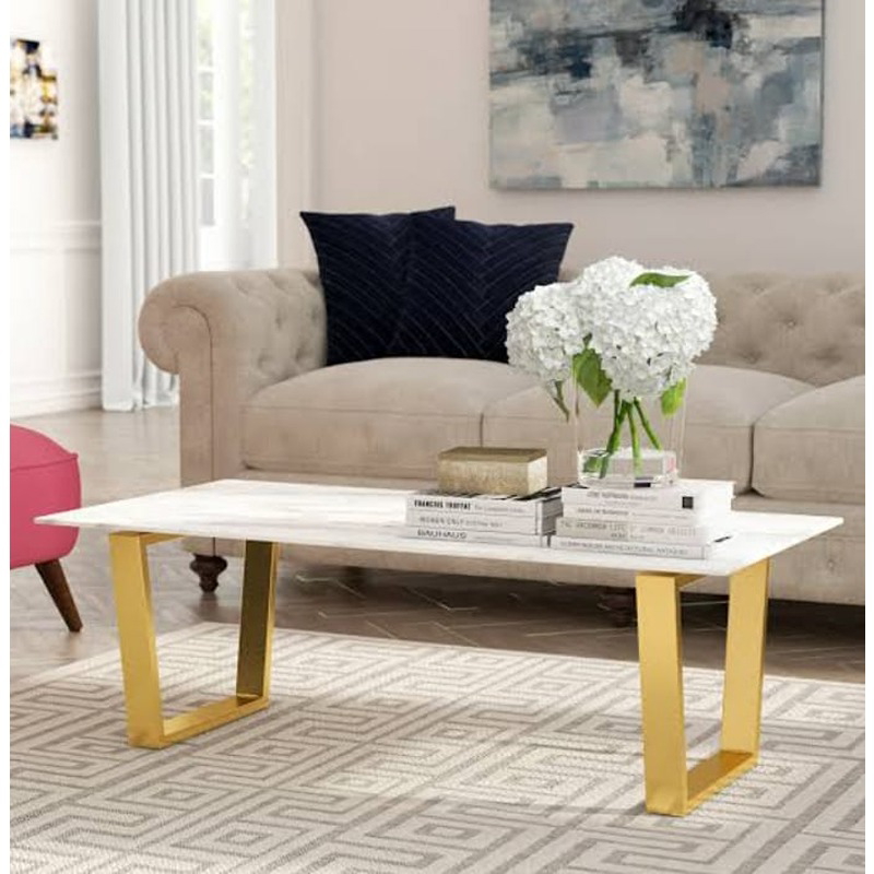 Coffee Table, 100 cm, White/Gold - KM-EG177-62