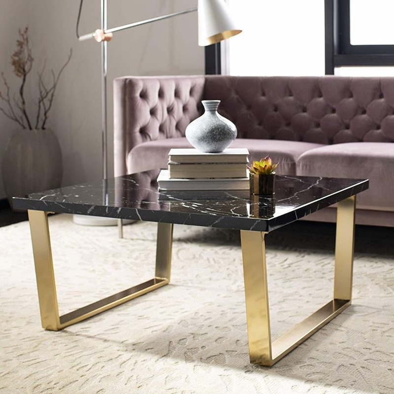Coffee Table, 80 cm, Black/Gold - KM-EG177-63