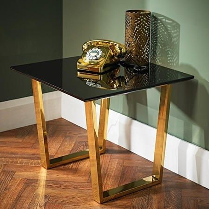 Coffee Table, 80 cm, Black/Gold - KM-EG177-64