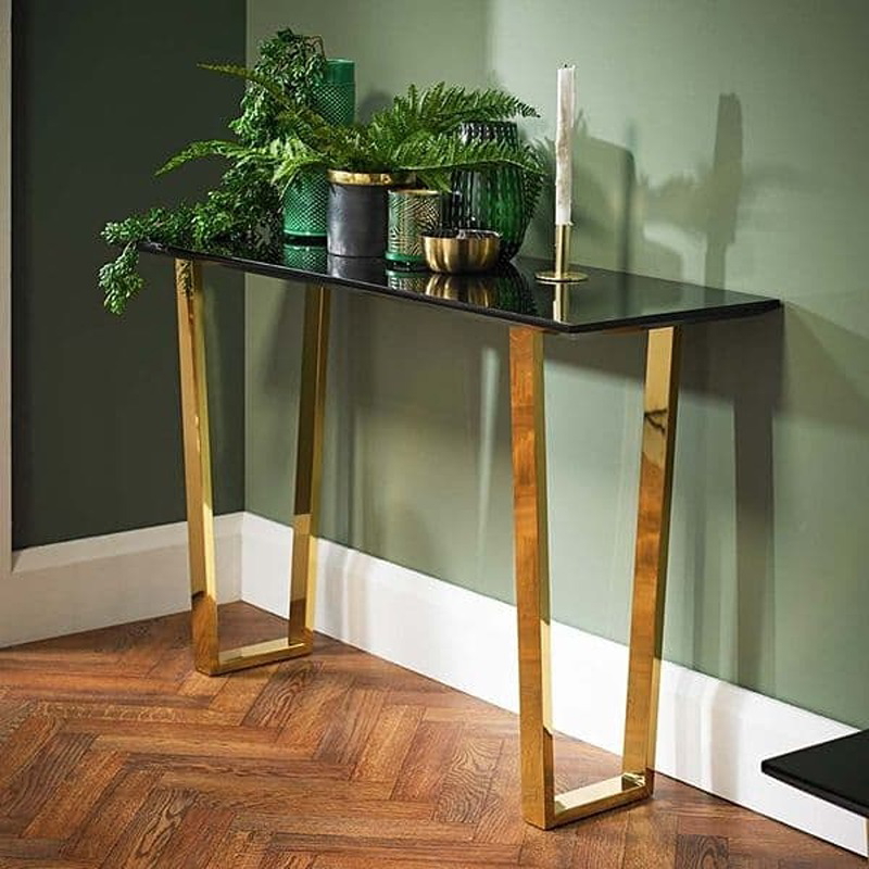 Console, 120 cm, Black/Gold - KM-EG177-65