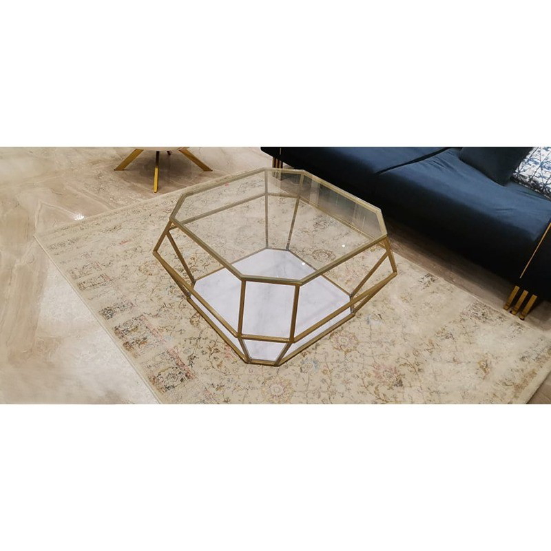 Coffee Table, 80 cm, White/Gold - KM-EG177-76