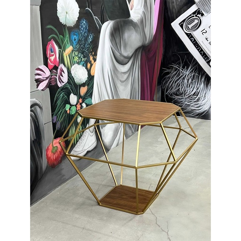 Side Table, 55 cm, Wood/Gold - KM-EG177-77