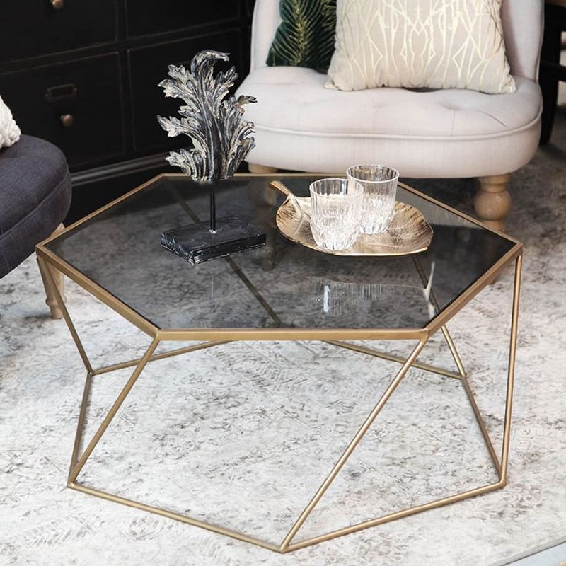 Coffee Table, 80 cm, Black/Gold - KM-EG177-79