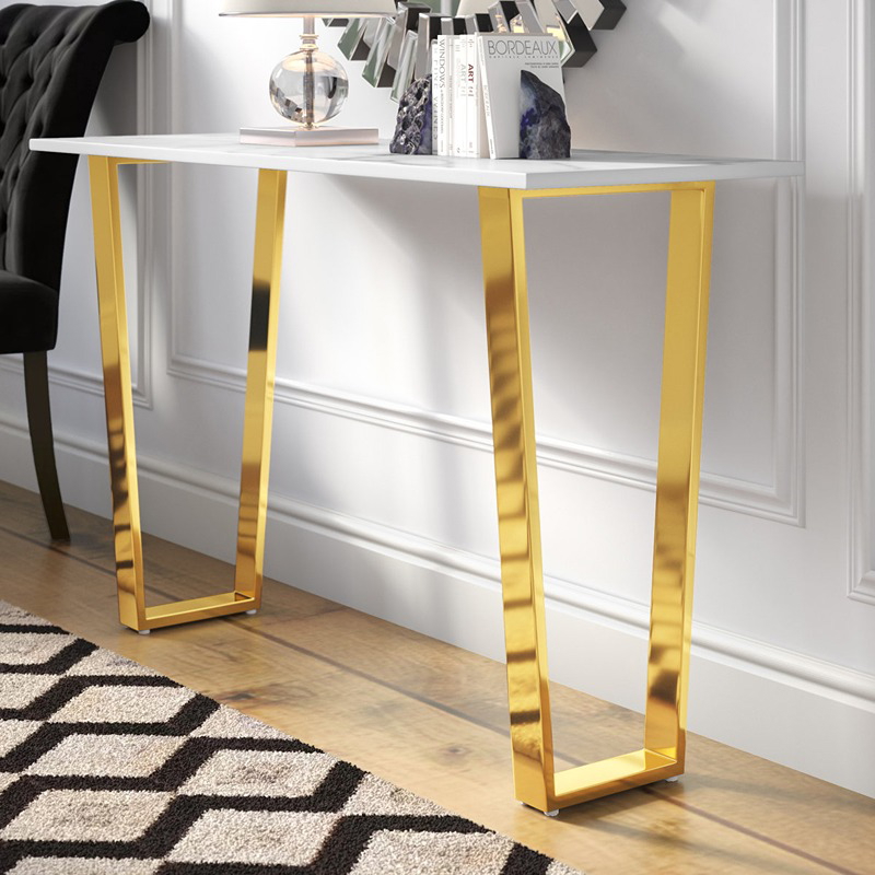 Console, 120 cm, White/Gold - KM-EG177-85