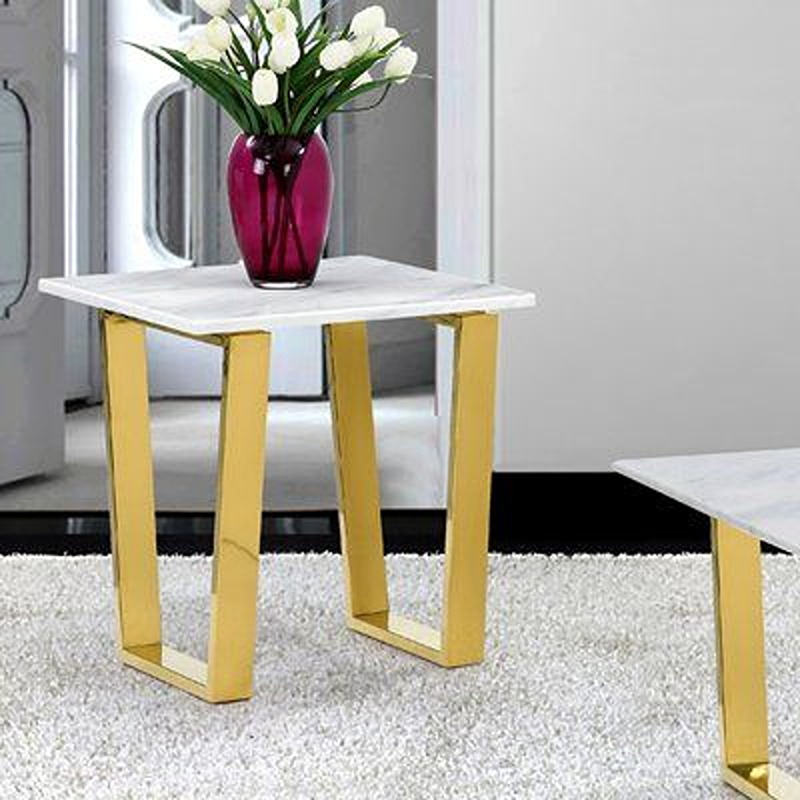 Side Table, 55 cm, White/Gold - KM-EG177-86