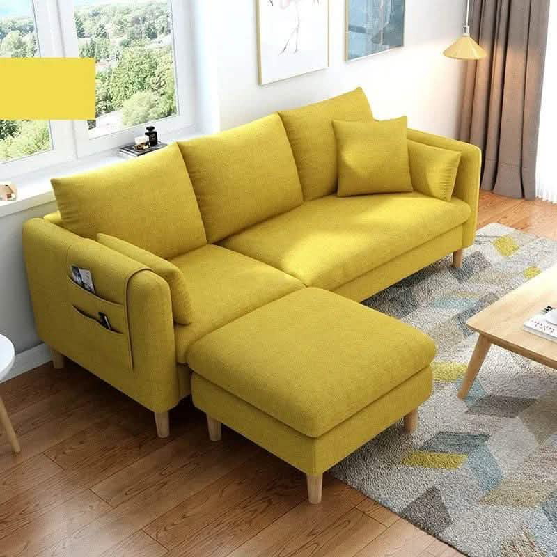 L-Shape Sofa, 300 × 200 cm, Yellow - KM-EG178-56
