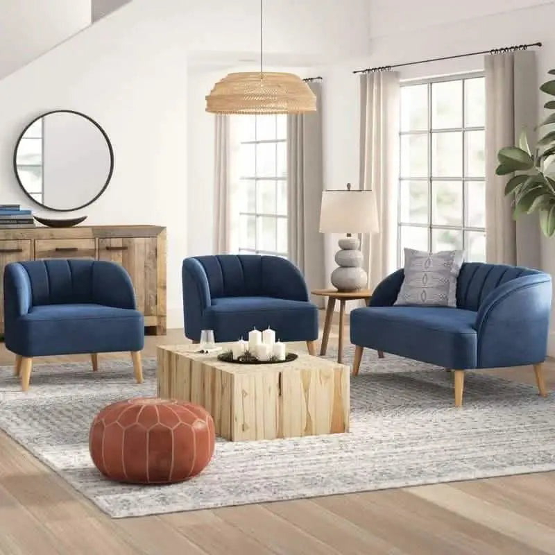 Living Room Set, 3 Pcs, Dark Blue - KM-EG178-106