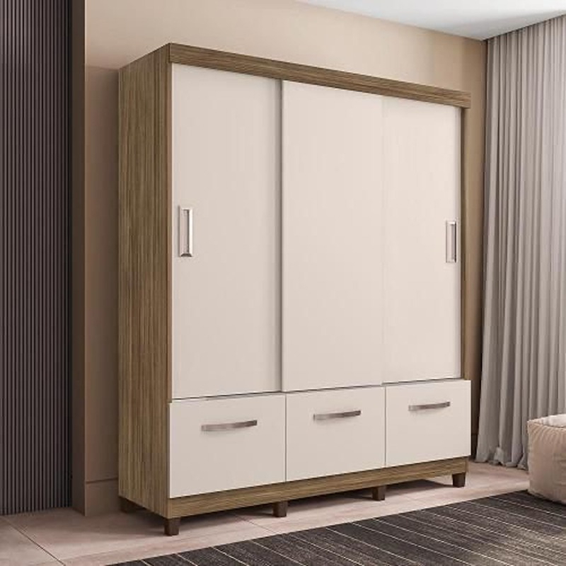 دولاب، 160 سم، أبيض/خشبي - KM-EG140-241