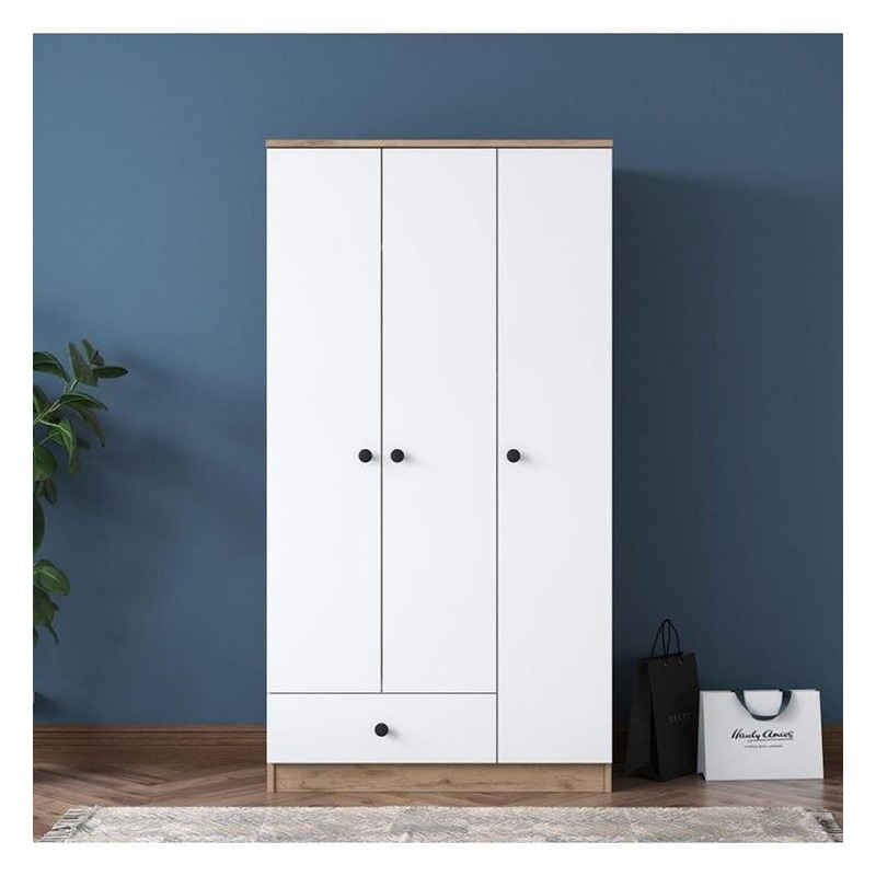 دولاب، 120 سم، أبيض/خشبي - KM-EG140-247