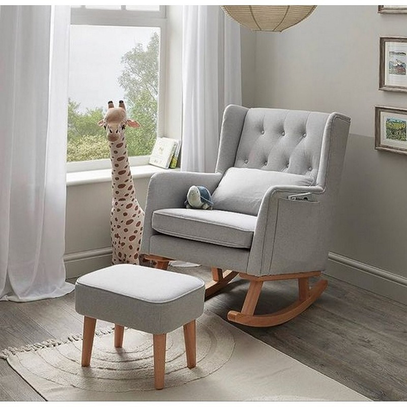 Rocking Chair, 80 cm, Light Grey/Wood - KM-EG117-89