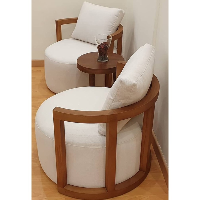 Armchair, 70 cm, Off White/Wood - KM-EG117-91