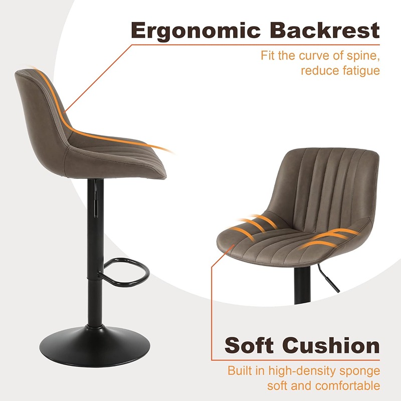 كرسي بار، 3 قطع، بني  - KM-EG146-196