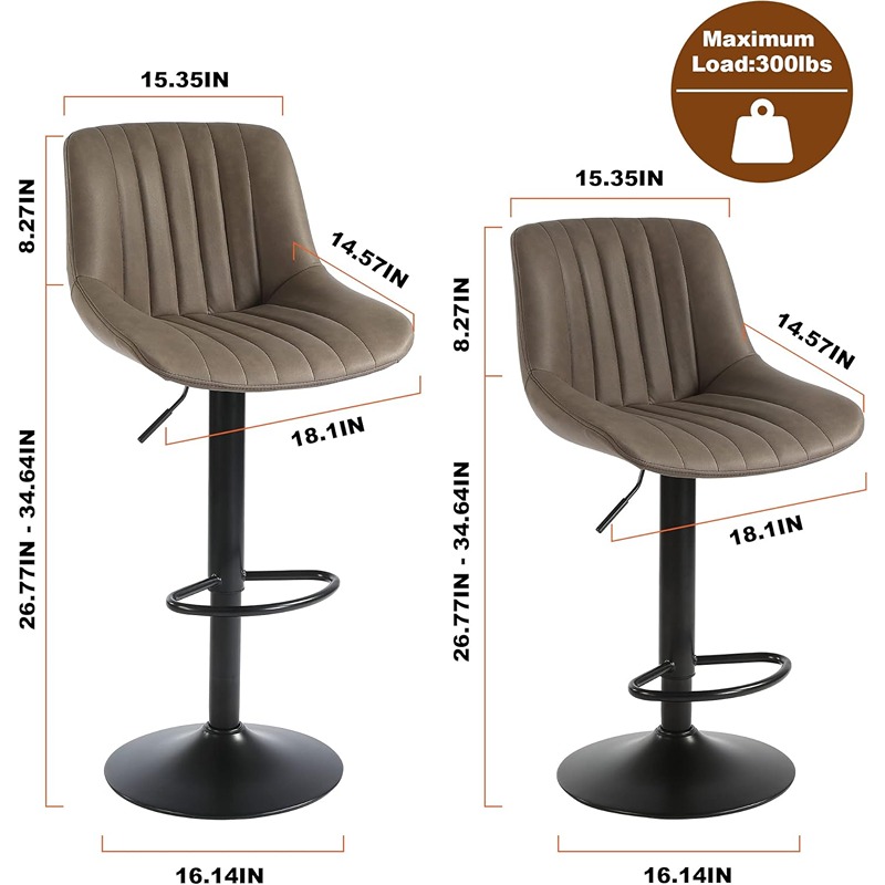 كرسي بار، 3 قطع، بني  - KM-EG146-196