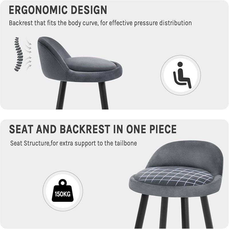 Bar Chair, 2 Pcs, Dark Grey - KM-EG146-230