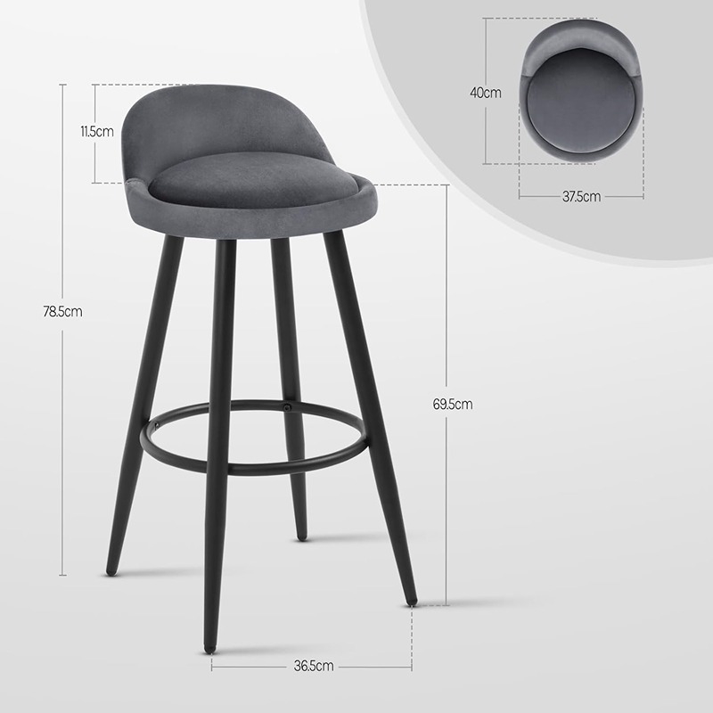 Bar Chair, 2 Pcs, Dark Grey - KM-EG146-230
