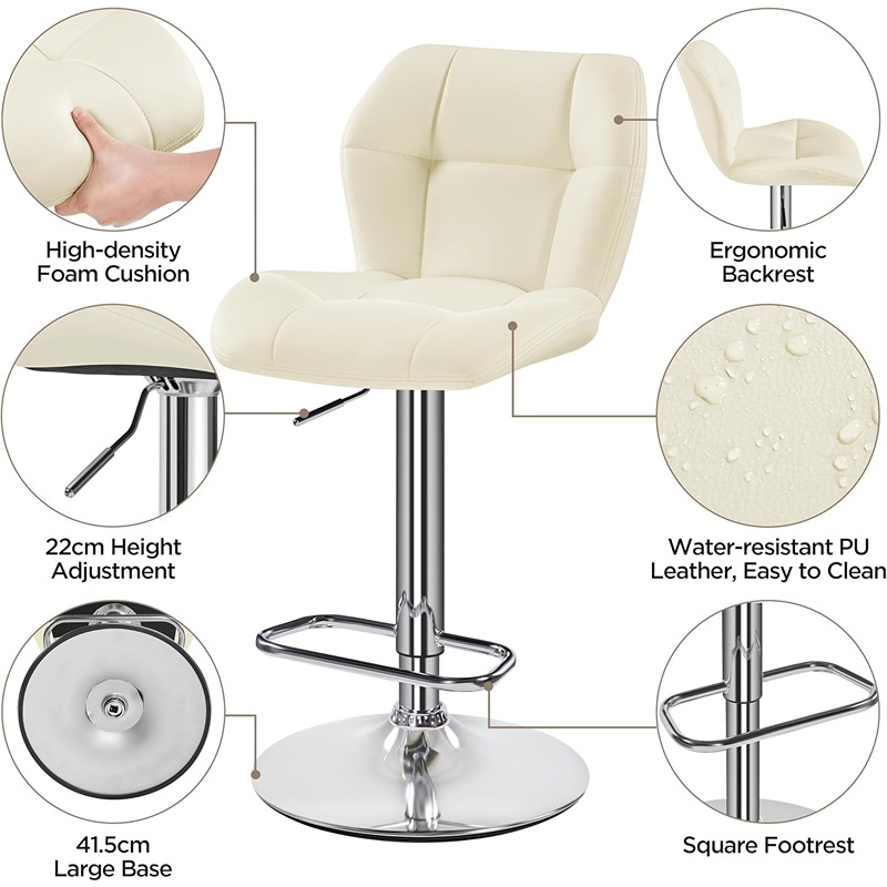 Bar Chair, 2 Pcs, Off White - KM-EG146-231