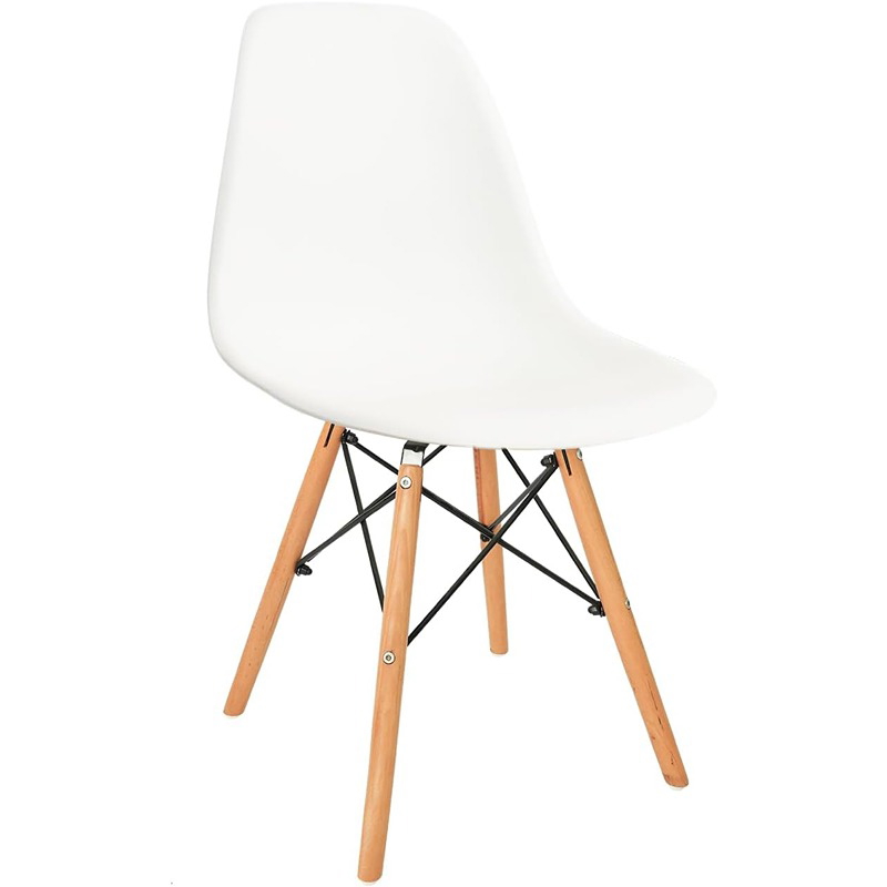 Dining Chair, 45 cm, White/Wood - KM-EG146-235
