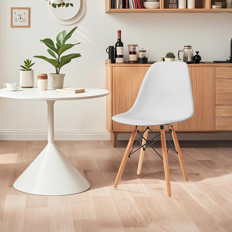 Dining Chair, 45 cm, White/Wood - KM-EG146-235