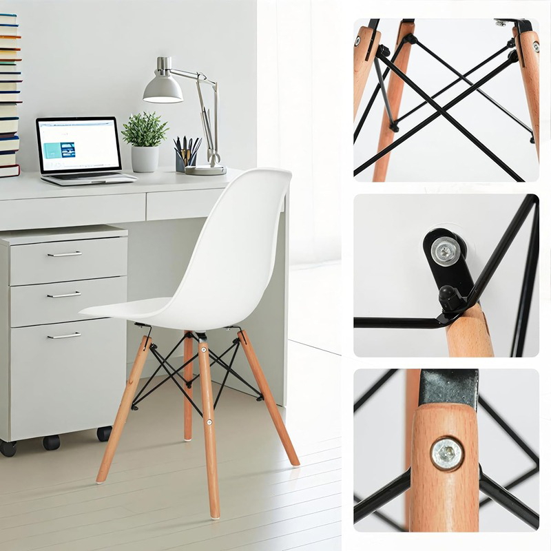 Dining Chair, 45 cm, White/Wood - KM-EG146-235