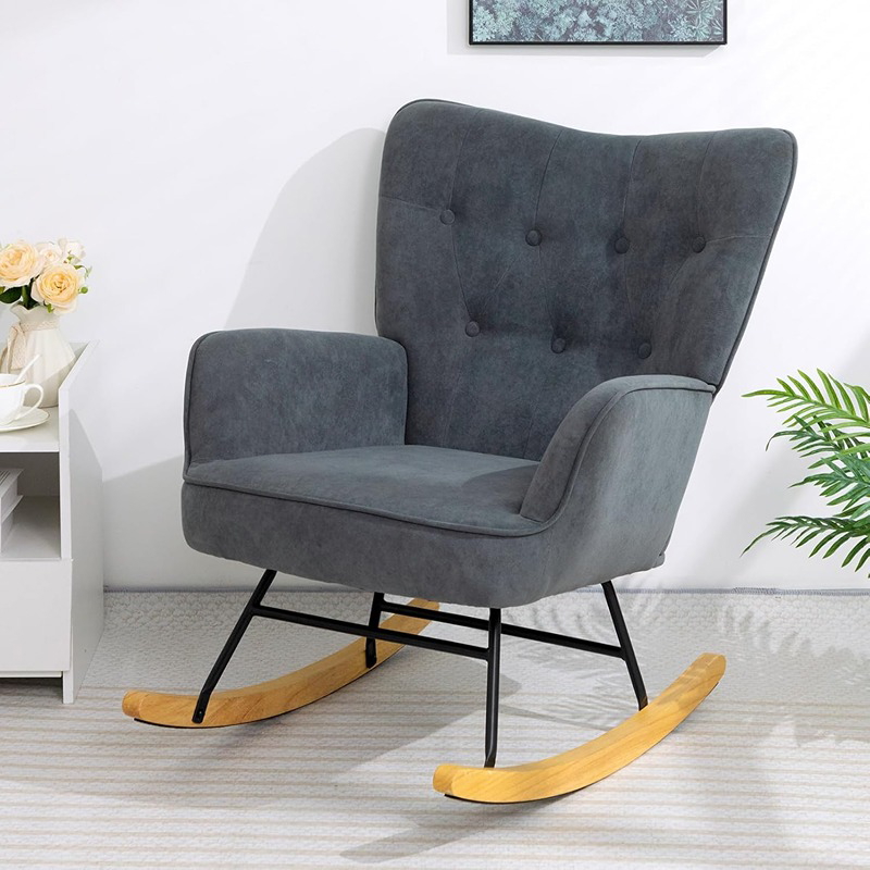 Rocking Chair, 2 Pcs, Dark Grey/Wood - KM-EG146-251
