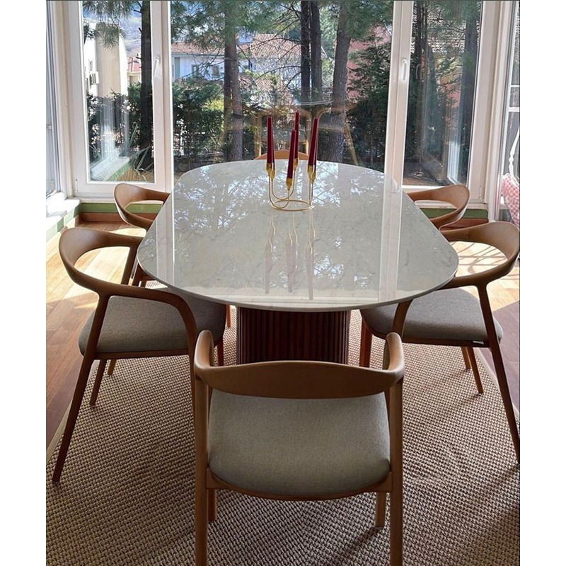 Dining Table With Chairs, 7 Pcs, Wood/Grey - KM-EG128-08