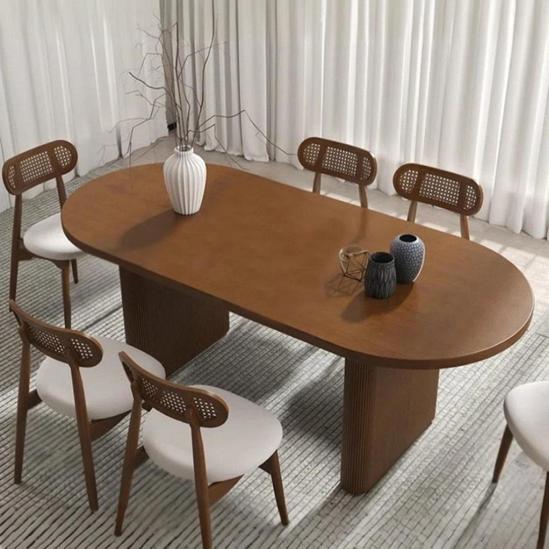 Dining Table With Chairs, 7 Pcs, Wood/Off White - KM-EG128-11