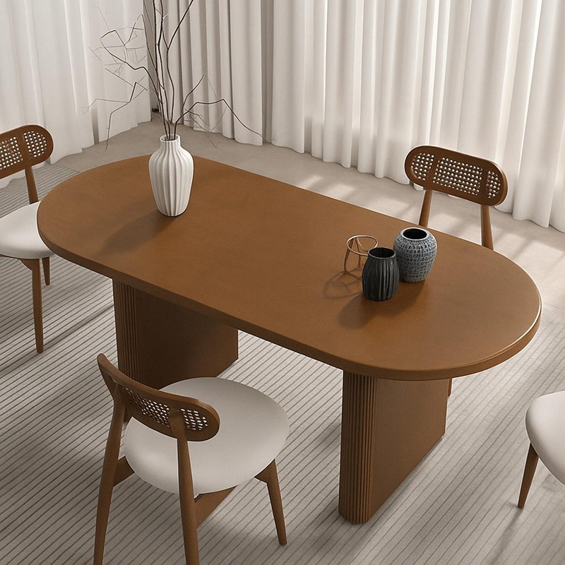 Dining Table With Chairs, 5 Pcs, Brown/Off White - KM-EG128-13