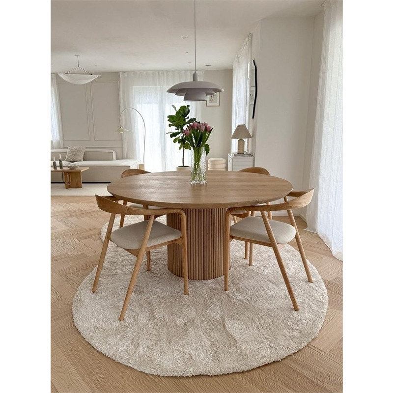 Dining Table With Chairs, 5 Pcs, Wood/Off White - KM-EG128-15