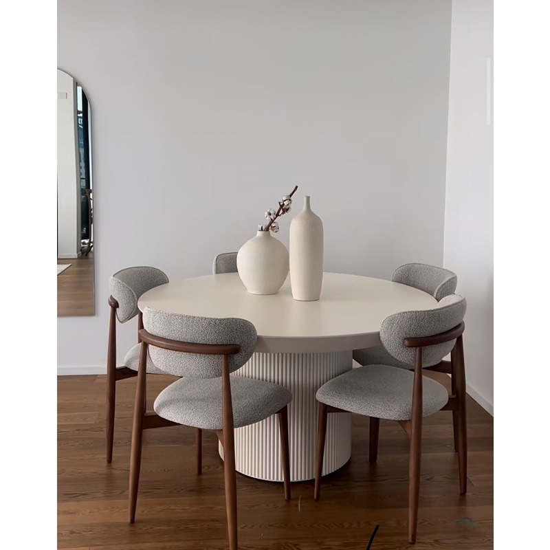 Dining Table With Chairs, 5 Pcs, Grey/Off White - KM-EG128-16