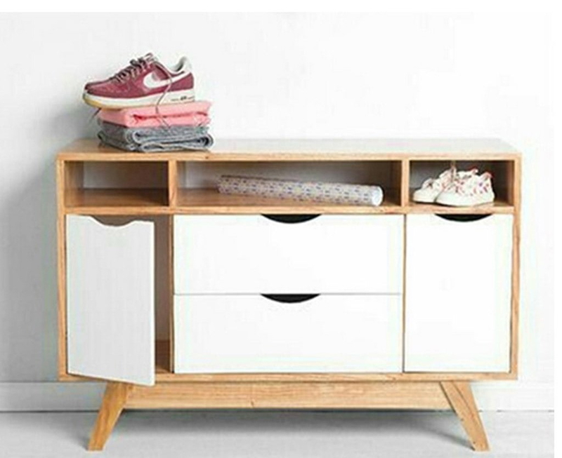 Shoe Cabinet, 90 cm, White/Beige - KM-EG18-56