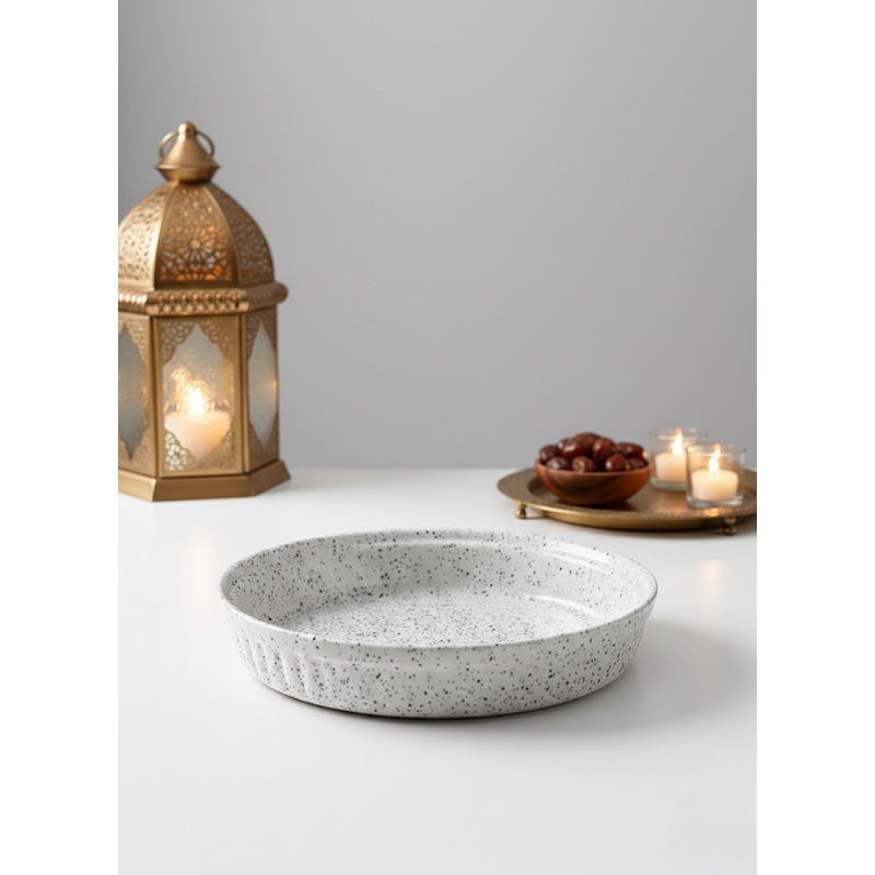 Rustic Speckled Serving Plate, 1 Pcs, Marble White - KM-EG55-538