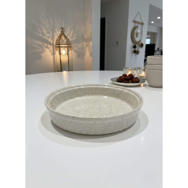 Rustic Speckled Serving Plate, 1 Pcs, Light Grey - KM-EG55-539