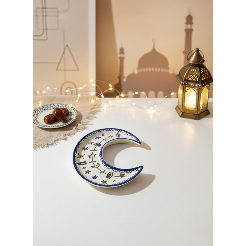 Ramadan Crescent Plate, 1 Pcs, Multi-Colors - KM-EG55-543