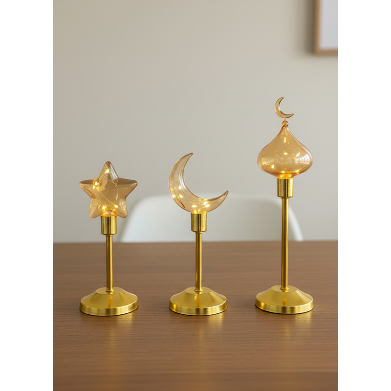 Ramadan Glow Lights Set, 3 Pcs, Gold - KM-EG55-551