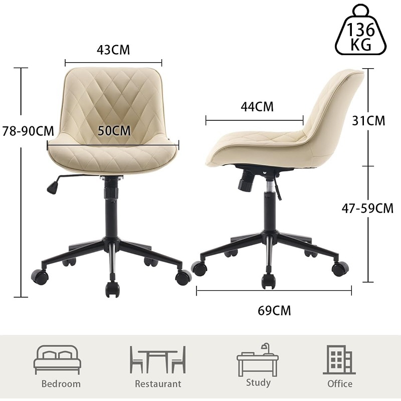 Desk Chair, 49 cm, Off White - KM-EG146-281