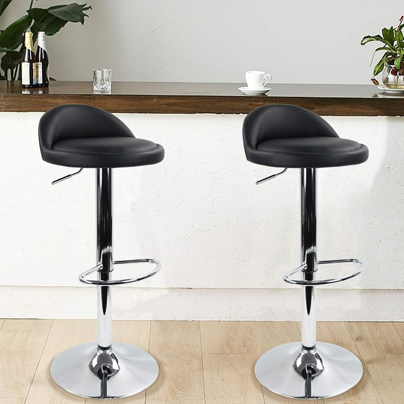 Bar Chair, 2 Pcs, Black/Silver - KM-EG146-290