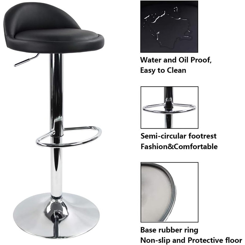 Bar Chair, 2 Pcs, Black/Silver - KM-EG146-290