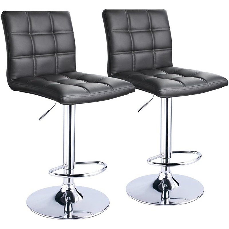 Bar Chair, 2 Pcs, Black/Silver - KM-EG146-302
