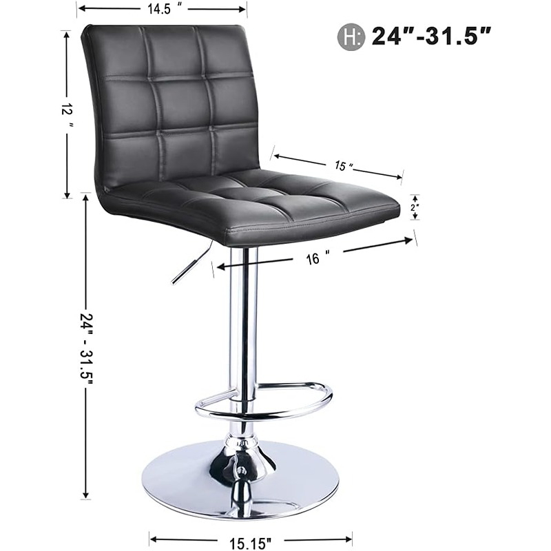 Bar Chair, 2 Pcs, Black/Silver - KM-EG146-302