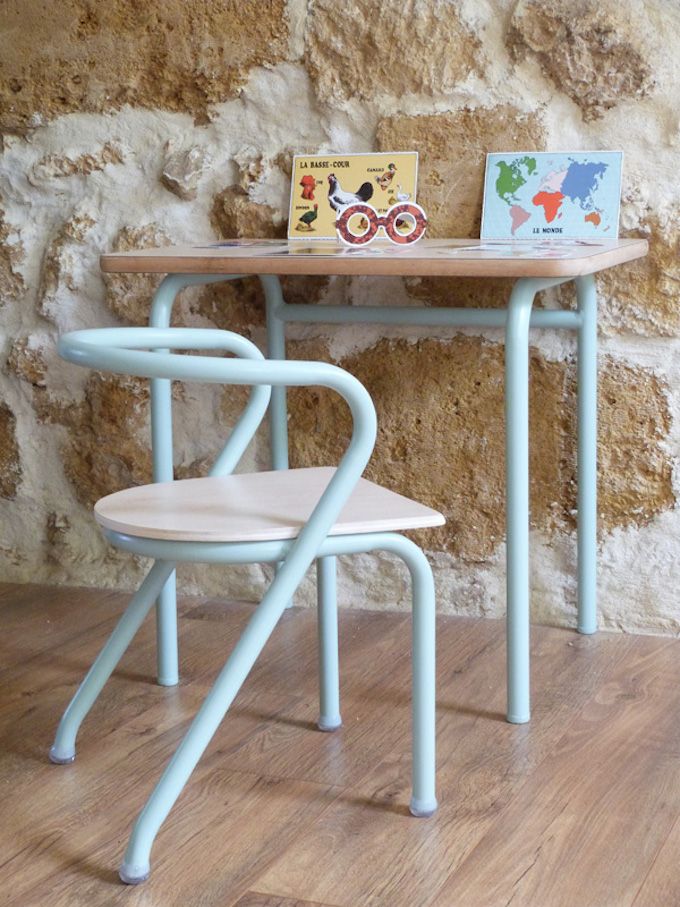 Kids Desk, 2 Pcs, Baby Blue - KM-EG8-135
