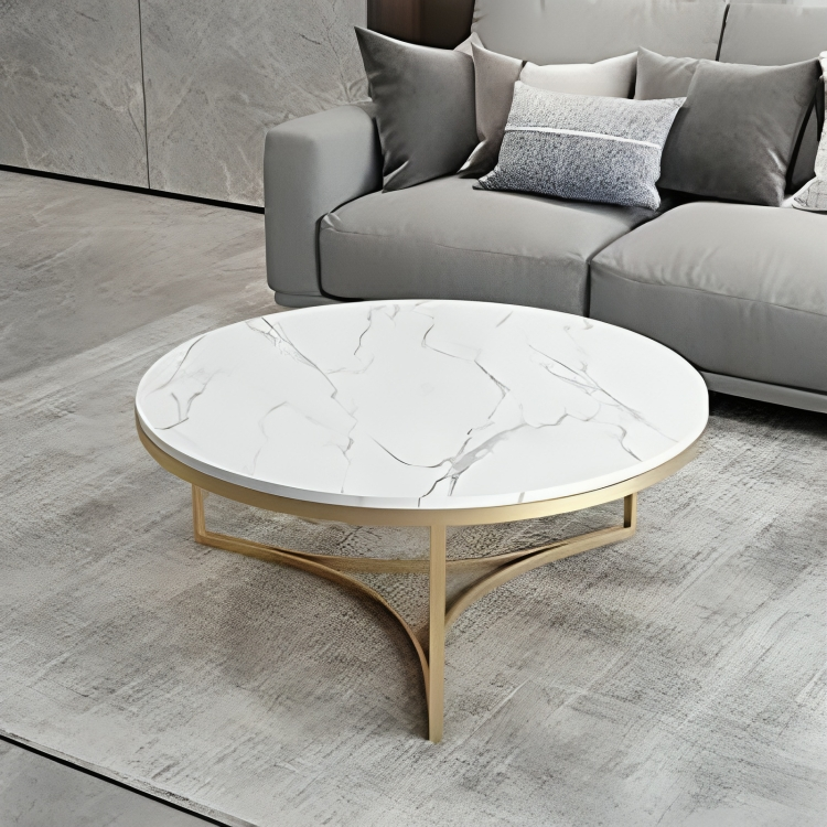 Coffee Table, 75 cm, Gold/White - KM-EG8-203