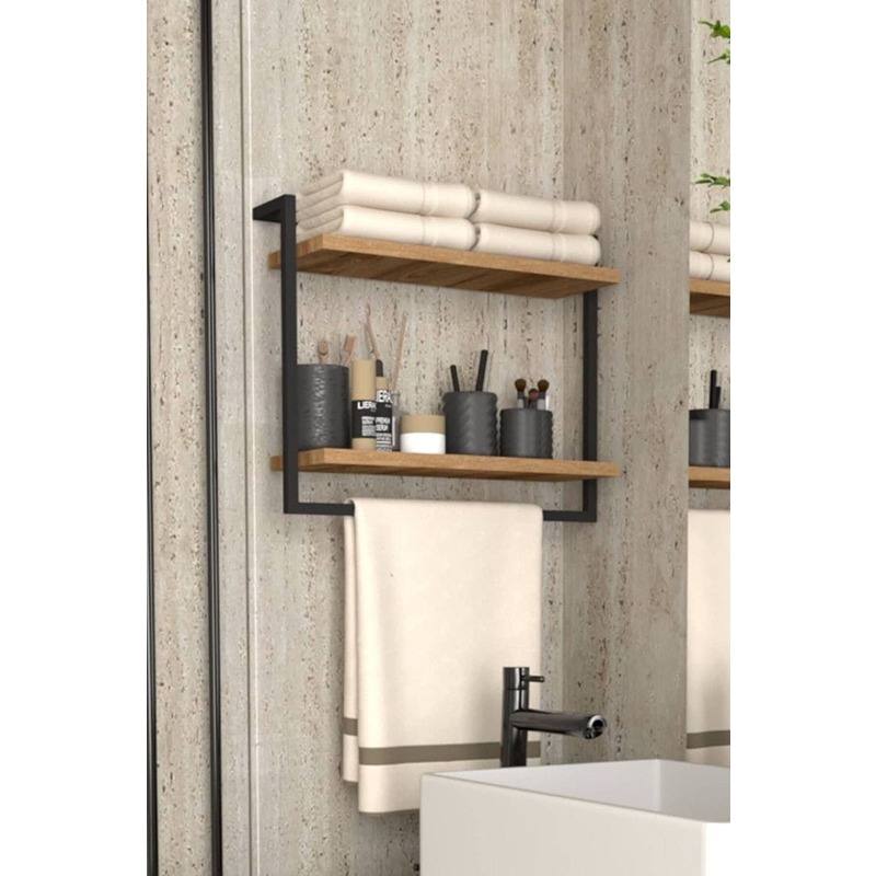 Shelving Unit, 65 cm, Black/Wood - KM-EG8-184