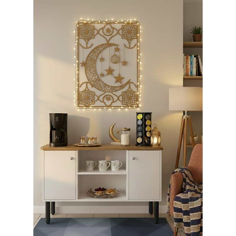 ركن قهوة، 100 سم، أبيض/خشبي - KM-EG176-39