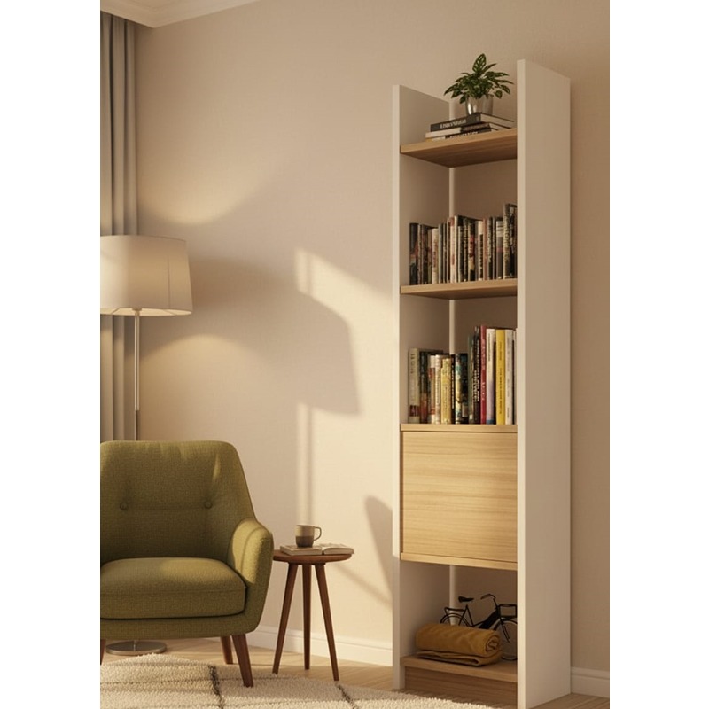 مكتبة، 40 سم، أبيض/خشبي - KM-EG176-41