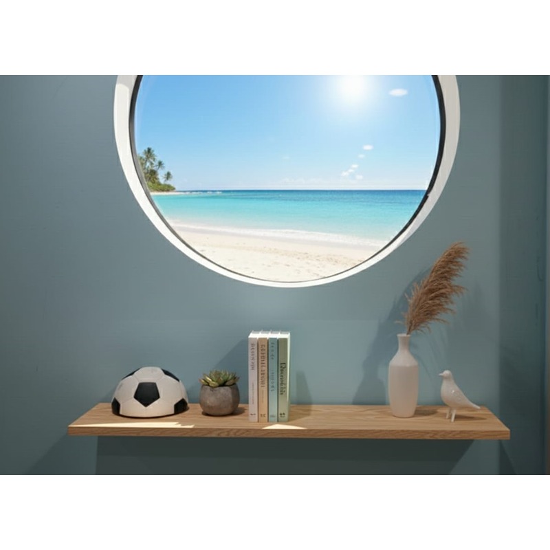 Football Shelf, 120 cm, White/Wood - KM-EG176-46