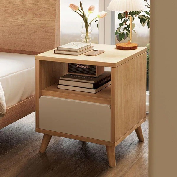 Night Stand, 36 cm, White/Wood - KM-EG167-27