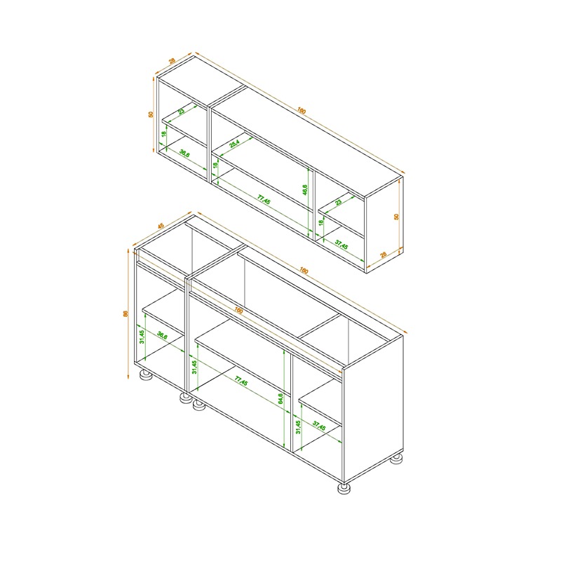 Kitchen Unit Set, 2 Pcs, Multiple Colors - KM-EG38-181