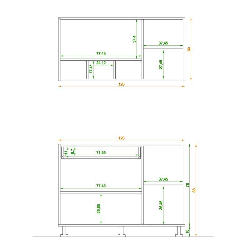 Kitchen Unit Set, 2 Pcs, Multiple Colors - KM-EG38-183